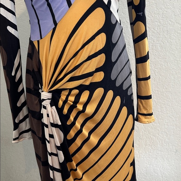 Issa London Multi-Color Print Gathered at Side 100% Silk Knit Dress - Picture 6 of 11